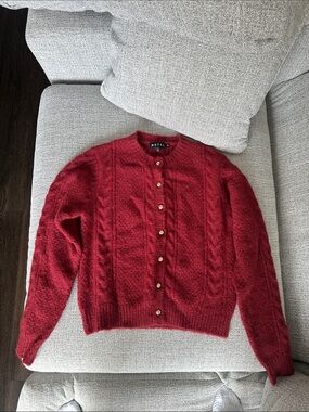 Motel Rocks Deep Red Cable-Knit Button-Up Cardigan never worn!